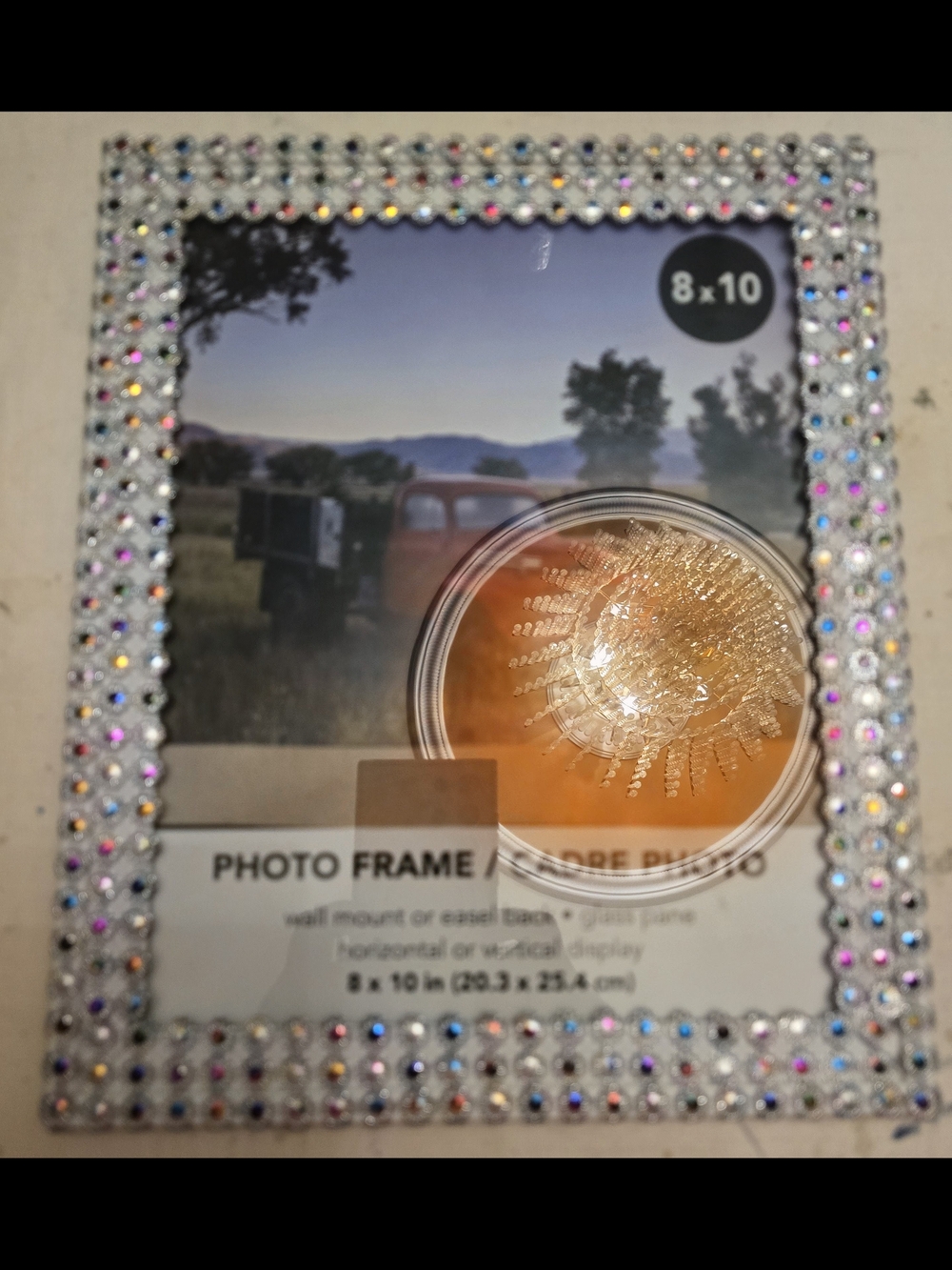 Rhinestone Embellished 8x10 Photo Frame - Silver Sparkle New 8x10 Handmade